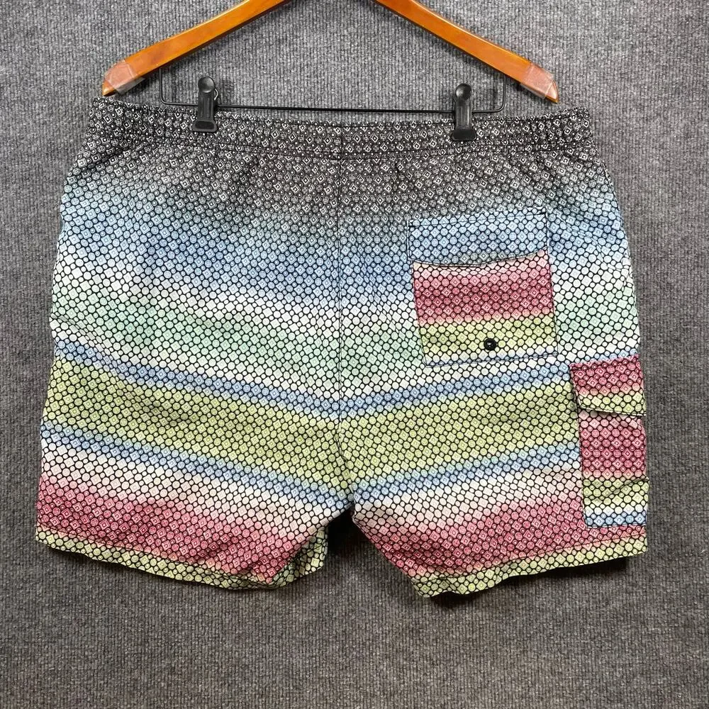 Tommy Bahama Relax Swim Shorts Men's XL Rainbow Fish Scale Colorway Lined Beach